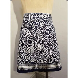 TALBOTS VINTAGE NAVY BLUE PAISLEY PRINT SKIRT SIZE 2 petite